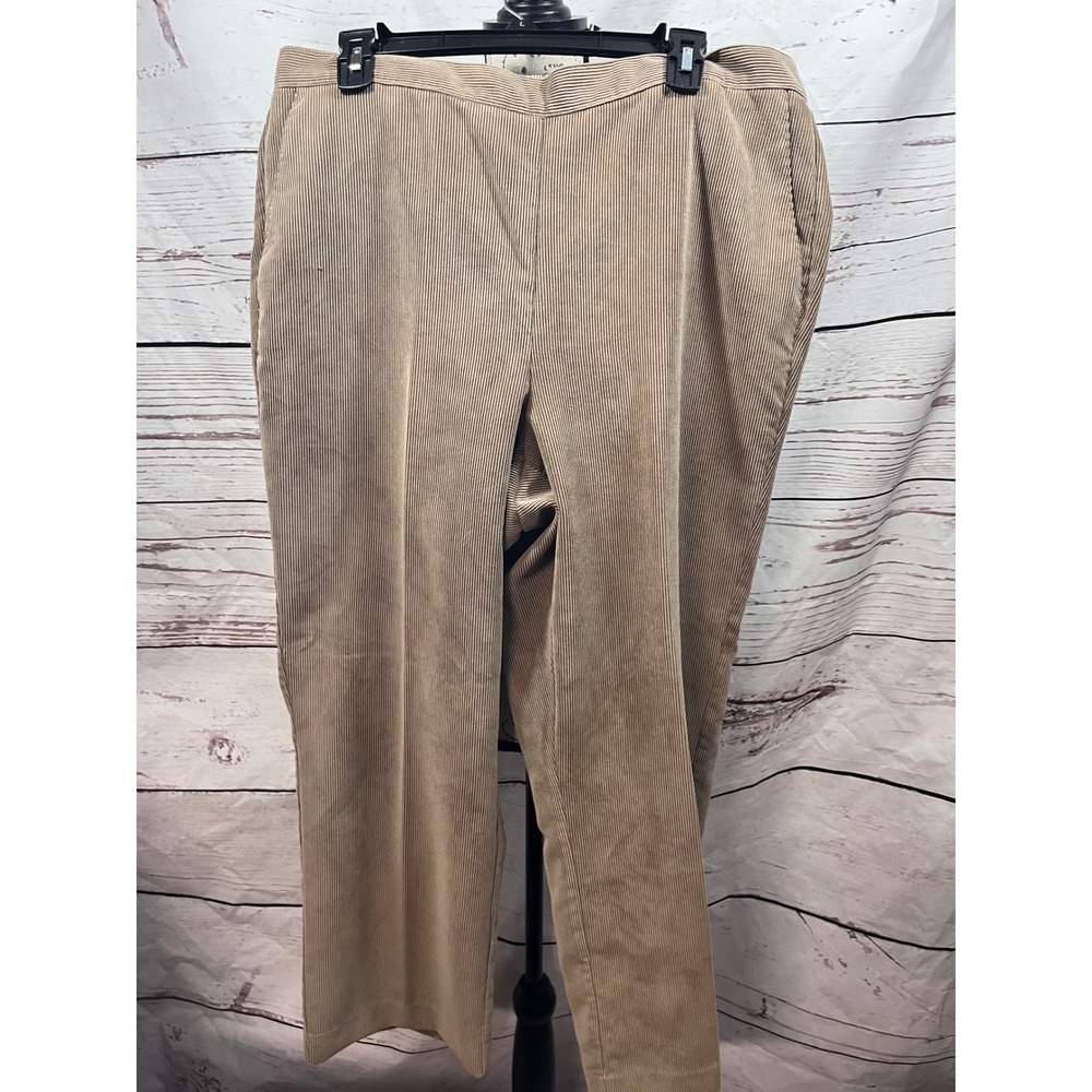 Alfred Dunner Tan Corduroy Pants Womens 16 Elastic Back Straight Leg Trousers